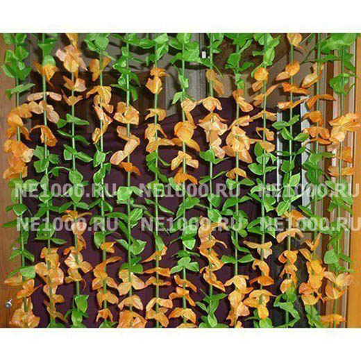 Бамбук+листья 90х185  "Зелень+оранжевые"
