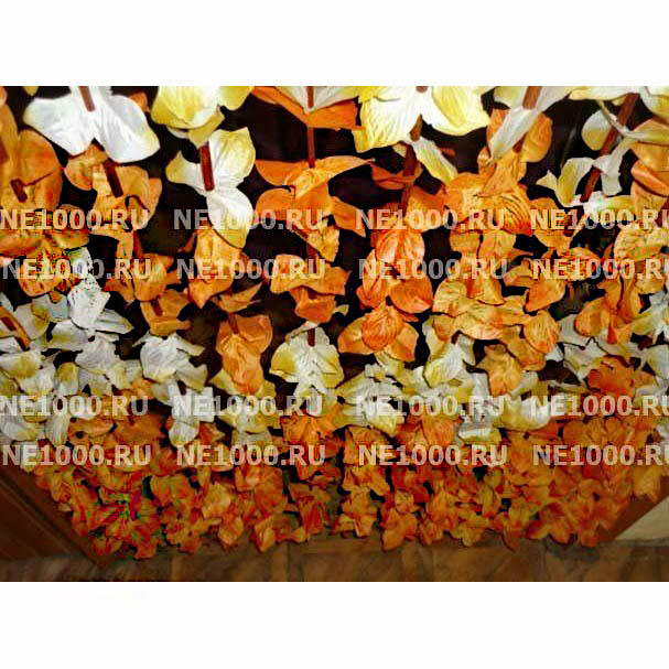 Бамбук+листья_90х185 "Оранжевые + белые" 